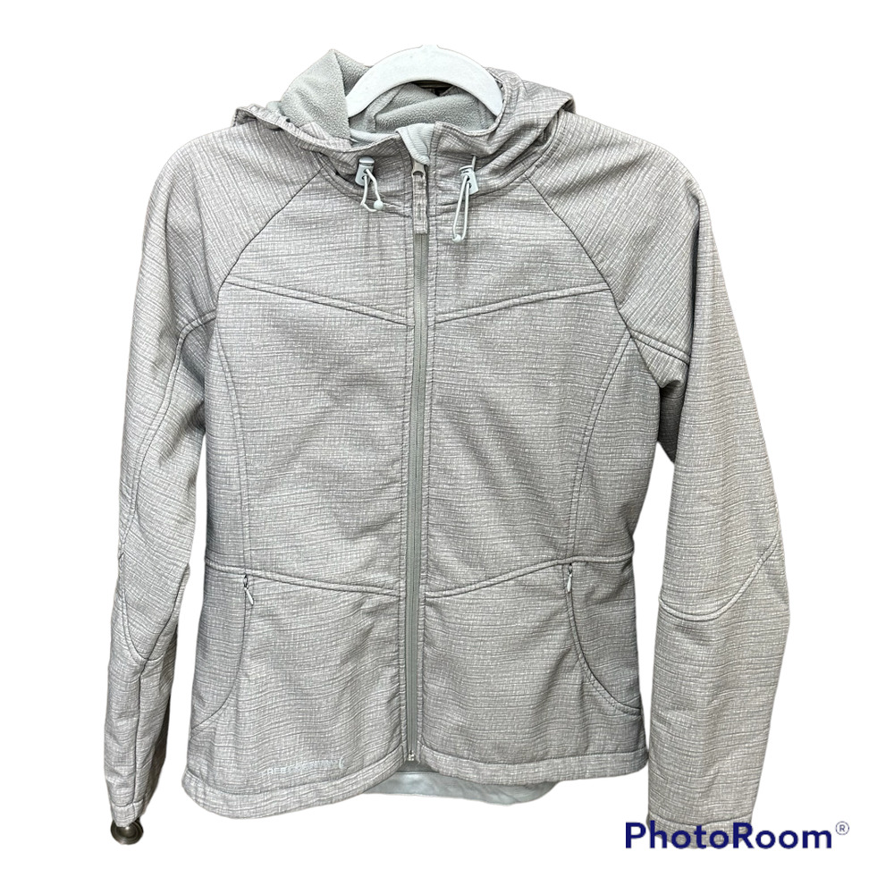 Free Country Tan Women's Hooded Full-Zip Active Jacket Small